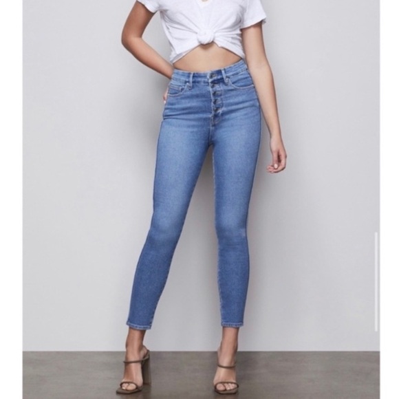 Good American Exposed Button Fly High Rise Jeans - Picture 1 of 10